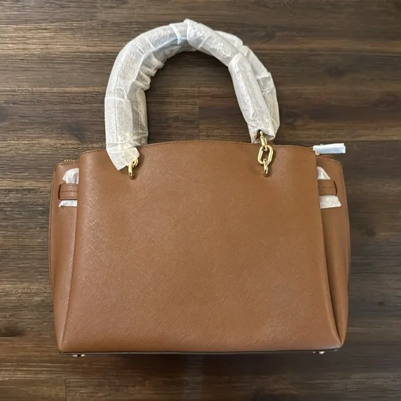 Michael Kors Rochelle Cognac Brown Large Saffiano Leather Bag NWT - Picture 8 of 16